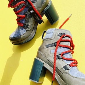 SOREL Blake heeled heels boots new quarry hiking size 7 1/2 NWT